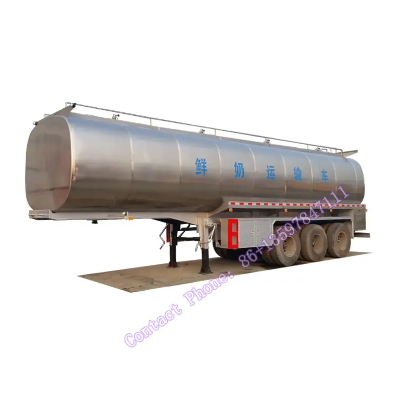 3 aks 40000 50000 litre paslanmaz çelik süt taşıma tankeri su deposu yarı kamyon römorku satılık