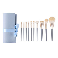 10 pièces bleu plat Angle maquillage pinceau sourcil rouge à lèvres pinceaux ensemble maquillage luxe maquillage pinceau Kit ensemble végétalien