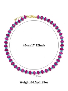Collar de Cuentas de Cristal de Color Pitaya con Diseño de Nicho de Moda, Collar de Cuentas de Turquesa Azul Lago de Piedra Natural para Mujer - Product Image 6