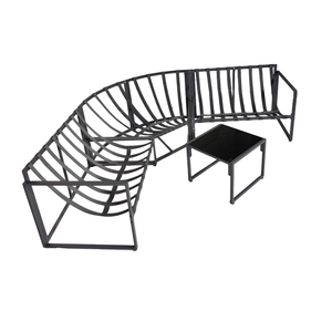 طاولة فناء فندقية بسيطة ترفيهية حديثة في الزاوية ، كراسي سوداء رمادية من الزاوية مع وسائد - Product Image 4