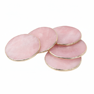 Offre Spéciale haute qualité rose quartz caboteur cristal pierre ronde pierres précieuses caboteur pour Table boisson avec support de café décoration de la maison - Product Image 1
