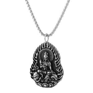 yunnique Tibetan Silver Guanyin Buddha Pendant Necklace Unisex Fashion Jewelry Gift - Product Image 5