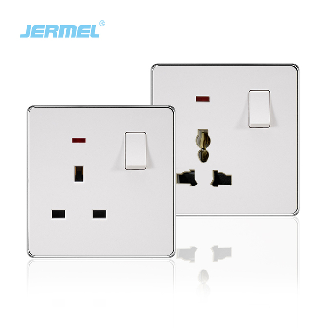British Standard White Large Plate 86series Wall Light Switch UK 13A Electrical Power Outlet Universal Fast Charging Socket