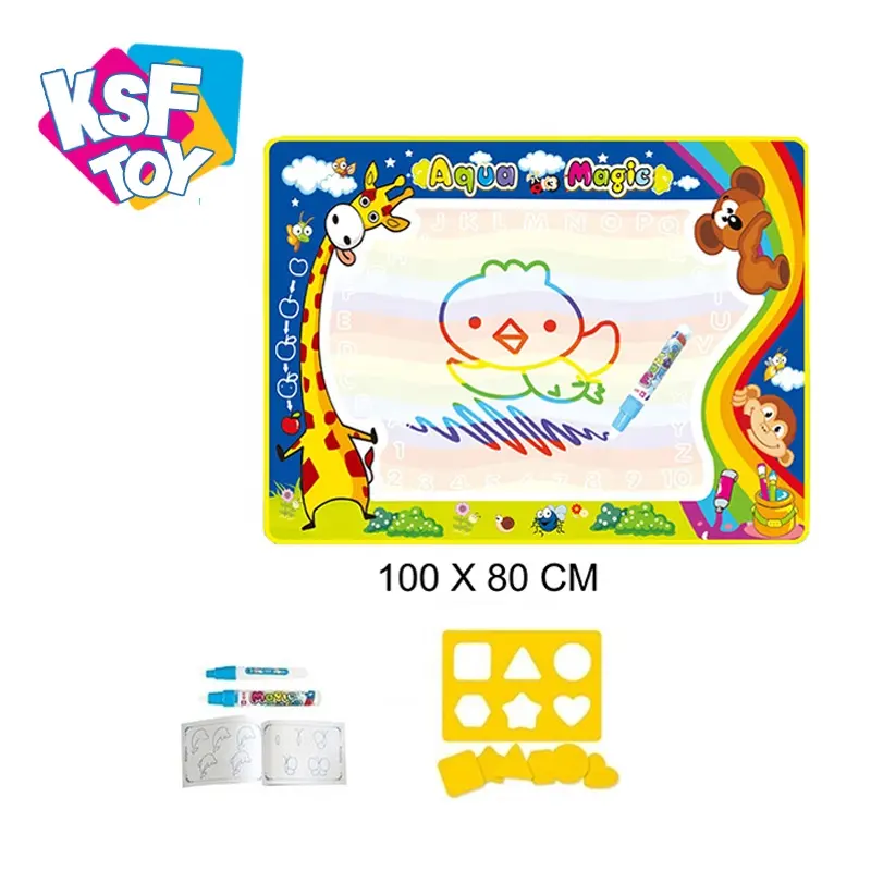 Renkli doodle boyama mat seti eğitici oyuncak büyük boy silinebilir aqua su çizim matı çocuklar için