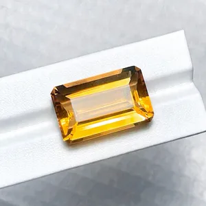 Natural Rock Crystal 40ct Faceted Gemstone Elongated Octagonal Brilliant Cut Golden Yellow Natural Citrine for Jewelry Making