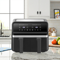 Four à air friteuse 4 + 4L à double pot Lancement d'un nouveau produit multifonctionnel à commande numérique Smart Visual Electric pour usage domestique et commercial