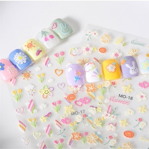 Calcomanías de Uñas 5D <span class=keywords><strong>con</strong></span> <span class=keywords><strong>Flores</strong></span> en Relieve, Adhesivos Decorativos para Uñas <span class=keywords><strong>con</strong></span> Diseño de Conejo, Decoración de <span class=keywords><strong>Manicura</strong></span> - Product Image 3