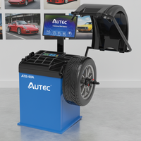 Équilibreuse de roues à écran tactile AUTEC avec télécommande sans fil, positionnement automatique du poids, protection des jantes en alliage, compatibilité universelle des véhicules