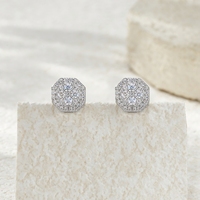 Pendientes de Moissanita con Diseño Octogonal y Micro Pavé, Plata de Ley 925, Estilo Iced Out, para Hombre y Mujer, Joyería Hip Hop