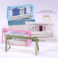 Y622 LR011 Vente en gros de trousses de maquillage transparentes en PVC personnalisées, trousse à crayons à fermeture éclair, trousse à crayons mignonne pour étudiants, sacs à crayons 22x7x10cm pour l'école