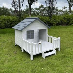 Casa de madera resistente a la intemperie para exteriores para perros pequeños y medianos con puerta y ventana - Product Image 4