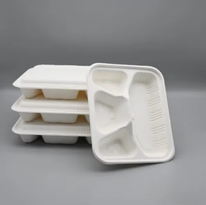 Lonchera Biodegradable de Bagazo de Caña de Azúcar con 4 Compartimentos para Entrega en Restaurantes, Platos Desechables para Fiestas al por Mayor - Product Image 2