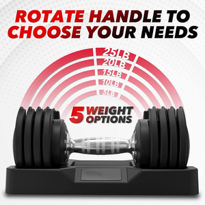 Ensemble d'haltères réglables antidérapants en métal à ajustement rapide, 25 lb, augmentation de 5 lb, noirs, pour entraînement complet du corps - Product Image 2