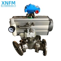 Vanne de dérivation industrielle XingNeng KFQ de type Y à 3 voies, en acier inoxydable SS304/SS316, poli miroir, à passage plein, avec noyau de bille forgé, à bride pneumatique EPDM