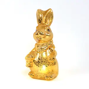 Fornitore di decorazioni pasquali LED alimentato a batteria in vetro soffiato al mercurio da tavolo coniglietto figurine ornamenti di coniglio all'ingrosso