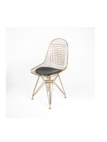 Chaise de salle à manger moderne en treillis métallique avec coussin noir et pieds en métal, chaise d'appoint contemporaine pour la maison et les restaurants