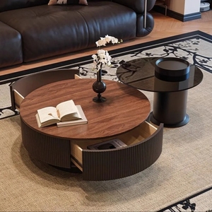 Modern Luxury Living Room Coffee Table <strong>Medieval</strong> Style Wooden and Glass Adjustable Simple Home <strong>Furniture</strong> with Panel Wood Style - Product Image 1