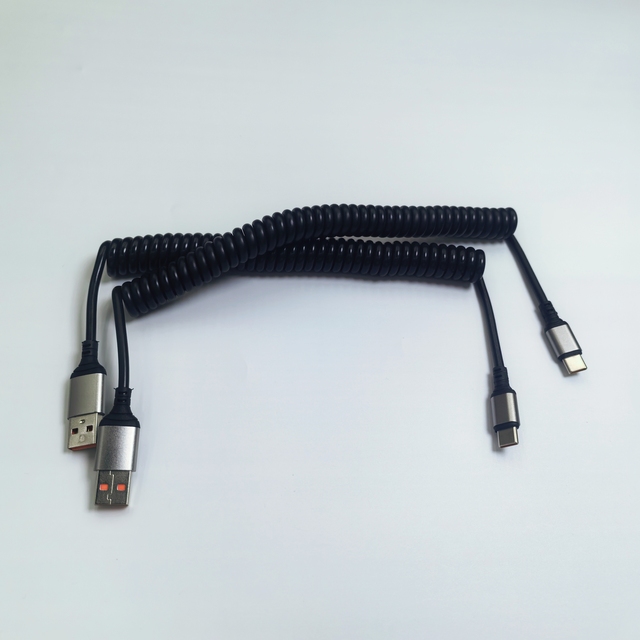 USB C Male to Type C Male Spring Coiled Power Charge Data Transfer Cable