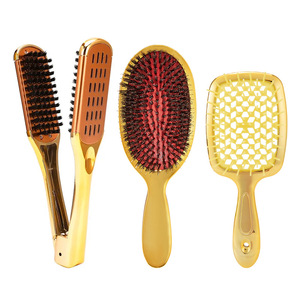 Ensemble de peignes lissants pour cheveux plaqués or, design ajouré, pour un coiffage lisse des cheveux longs, usage domestique - Product Image 3