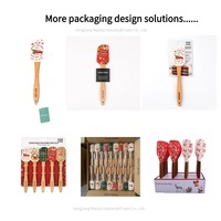 Spatule en silicone personnalisée pour Noël, manche en bois, résistante à la chaleur, logo personnalisé, couleur, sapin de Noël, bonhomme de neige, grattoir à gâteau, outil de pâtisserie