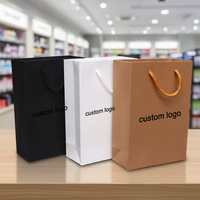Sac en papier kraft recyclable de luxe premium avec poignée en ruban pour vêtements, emballage de café, bougies et artisanat - Surface imprimée offset