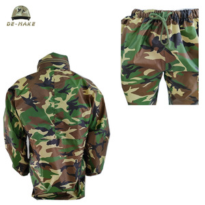 Waterproof Camo Rain Jacket and Pants <strong>Set</strong> Men's Outdoor Tactical Hunting Fishing Suit Ripstop Fabric Wholesale - Product Image 4