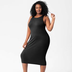 Abito Lungo Casual da <span class=keywords><strong>Donna</strong></span> Taglia 3XL Plus Size, Senza Maniche, Morbido, a Coste, Senza Cuciture, per Fitness - Product Image 3