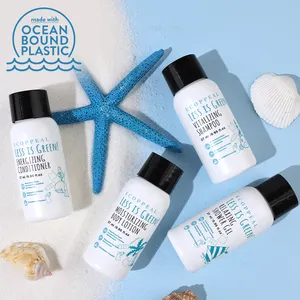 Custom Logo One-stop 3-5 Star Luxury Eco Friendly Hotel Hygiene Guest Room Toiletries Supplies with Ocean Bound Plastic Bottles