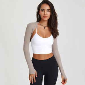 Ropa de Yoga, venta de <span class=keywords><strong>outlet</strong></span>, chal de baile deportivo, cárdigan de Color sólido para Fitness, chaleco pequeño, blusa de entrenamiento, ropa de Yoga para <span class=keywords><strong>mujer</strong></span> - Product Image 4