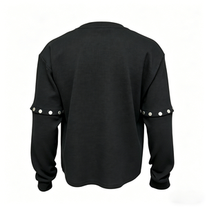 T-shirts gaufrés personnalisés pour hommes, style urbain, décontractés, légers, à manches longues, en coton et polyester, écologiques, séchage rapide - Product Image 2