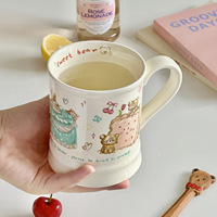 Tasse en céramique peinte à la main en biscuit d'ours Tasse à thé mignonne de style crème pour café au lait Utilisation en couple