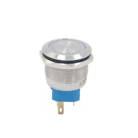 YUDA 22mm Tombol Tekan Logam Sementara/Menempel 1NO1NC 5A 250V IP67 Tahan Air Bulat Pipih LED Biru Baja Tahan Karat