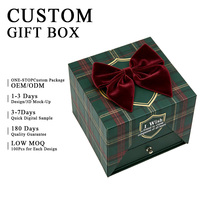 Kotak hadiah kustom pintu ganda bunga mawar, Set perhiasan Hari Valentine dengan kotak hadiah bunga