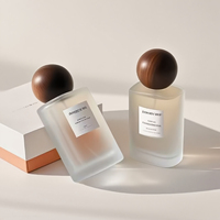 Bouteille de parfum en verre dépoli transparent capacité 30ml/50ml/100ml couvercle noir plat pour bouchon rechargeable vide cosmétique écran imprimé