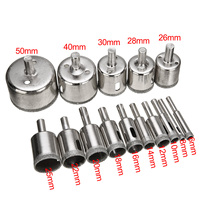 DEYI 15 pièces, scies cloches diamantées de 6-50 mm pour verre, céramique, porcelaine, marbre, diamètres 6/8/10/12/14/16/18/20/22/25/26/28/30/40/50 mm