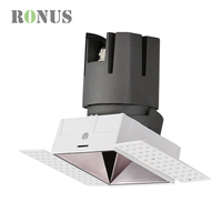 Vente chaude Bureau Carré Tête Mobile 7W COB Mini Spot Down Light Encastré Trimless LED Spot