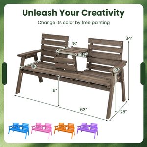 <span class=keywords><strong>Panca</strong></span> da Esterno in Legno di Abete con Tavolo Centrale Pieghevole - Product Image 2