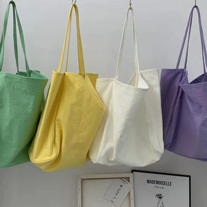 <b>Large</b> capacity reusable solid color shopping canvas shoulder <b>bag</b> canvas shopping <b>bag</b> - Product Image 2
