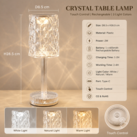 Lampe de table portable haut de gamme moderne à LED sans fil en plastique, rechargeable avec variateur tactile