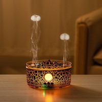 Diffuseur d'huiles essentielles volcan, diffuseur d'aromathérapie à flamme, humidificateur ultrasonique à brume froide avec effet flamme