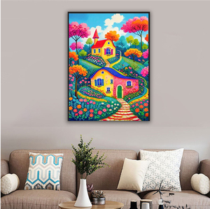 ชุดภาพวาดเพชรลายการ์ตูนบ้านชนบท สำหรับผู้ใหญ่ ผ้าพิมพ์ลายสำเร็จรูป ขายส่งจากโรงงาน ภาพนิ่ง - Product Image 2