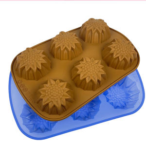 热卖3D向日葵形状硅胶蛋糕烘焙模具8厘米直径厨房炊具6腔烤具厨房产品收藏 - Product Image 2