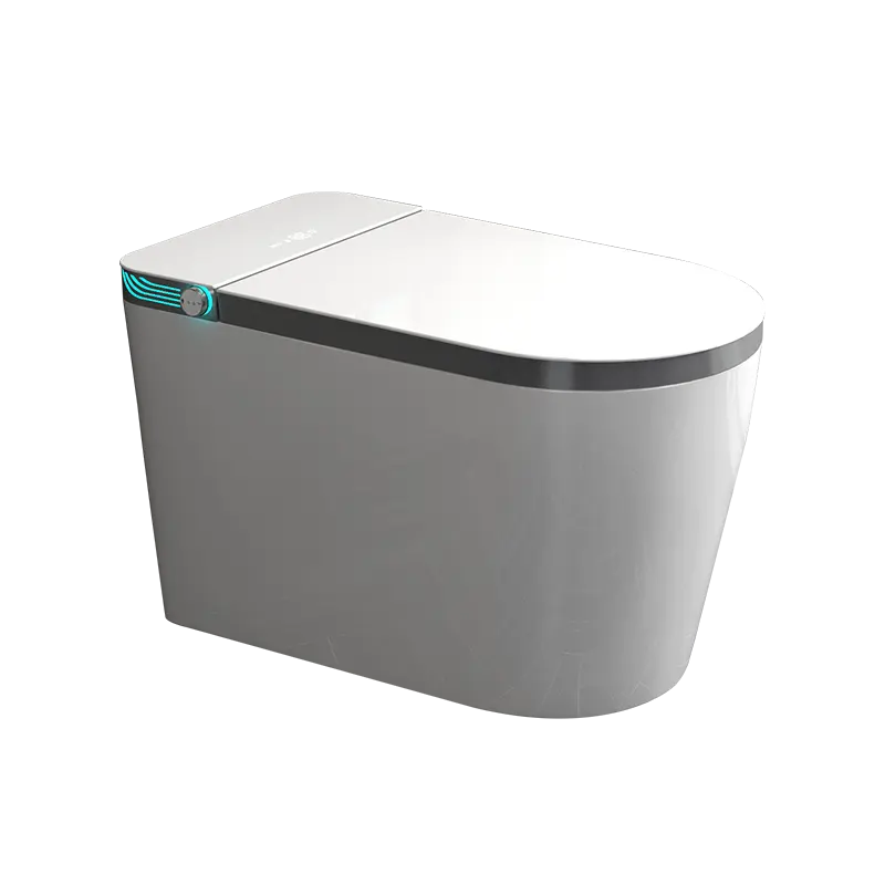 Mangkuk cerdas Toilet pemanas pintar, lampu malam sisi emas keramik Premium, kursi memanjang dengan Aksesori Toilet