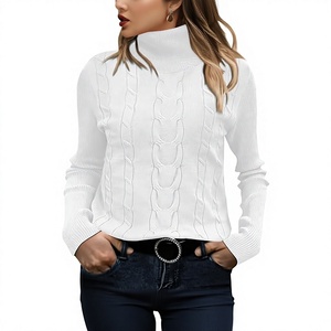 Women Cable Knit Turtleneck Sweater Ribbed High Neck <b>Long</b> Sleeve Pullover Knitwear Casual Winter <b>Jumper</b> Wholesale - Product Image 1