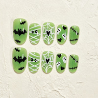 Faux ongles à presser 24 pièces pour costume de Halloween Mummy Bat, motif visage fantôme et toile d'araignée, haute qualité, vente en gros