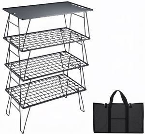 ชั้นวางของตาข่าย Campingmoon Field Mesh Rack |   โต๊ะกลางแจ้งอะลูมิเนียมน้ำหนักเบาแบบบางพร้อมชั้นวางของสำหรับตั้งแคมป์พร้อมที่เก็บของ T-235-4TM - Product Image 1