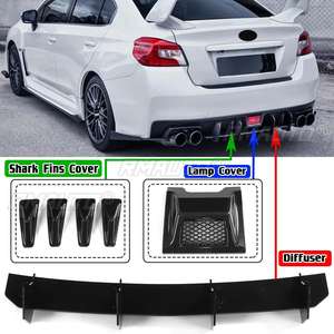 Diffuseur arrière de voiture et ensemble de séparateurs latéraux arrière + Cache de lampe de pare-chocs arrière + 4 caches ailerons de requin pour Subaru STI WRX 2015-2021 - Product Image 1