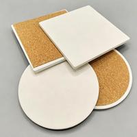 Sous-verres en céramique vierges pour sublimation, sous-verres en pierre blanche absorbante avec base en liège antidérapante, sous-verres ronds et carrés DIY