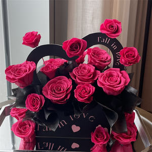 Cadeau d'anniversaire élégant, ornements luxueux, style jardin de fleurs, <span class=keywords><strong>rose</strong></span> <span class=keywords><strong>éternelle</strong></span> séchée, roses préservées dans une boîte en acrylique - Product Image 1