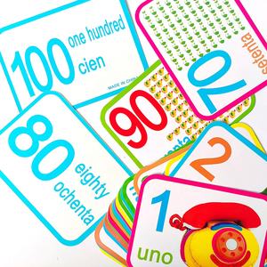 Tarjetas flash de aprendizaje educativo impresas en papel de publicidad cognitivas familiares a prueba de agua personalizadas para niños a pedido en inglés - Product Image 2